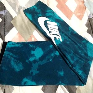 Nike teal tie-dye leggings W/LOGO (M)